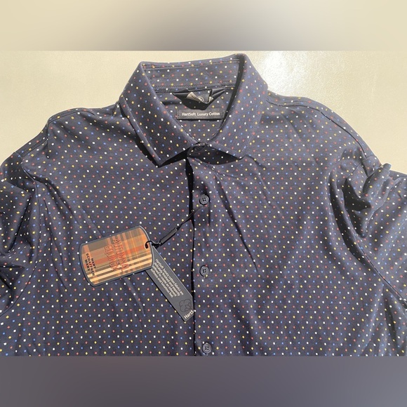 NEW-Size S Mens Hart Schaffner Marx Long Sleeve Button Down Shirt Cotton Navy - Picture 7 of 10